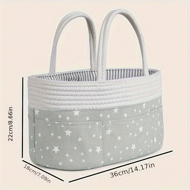 Portable Storage Basket with Star Design, Diaper Caddy Organizer and Storage Bin