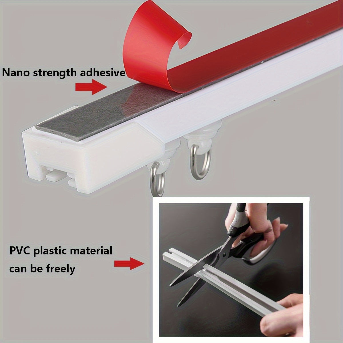 1pc Strong Adhesive Curtain Track for Soundless Sliding in Home, Dorm or Bathroom