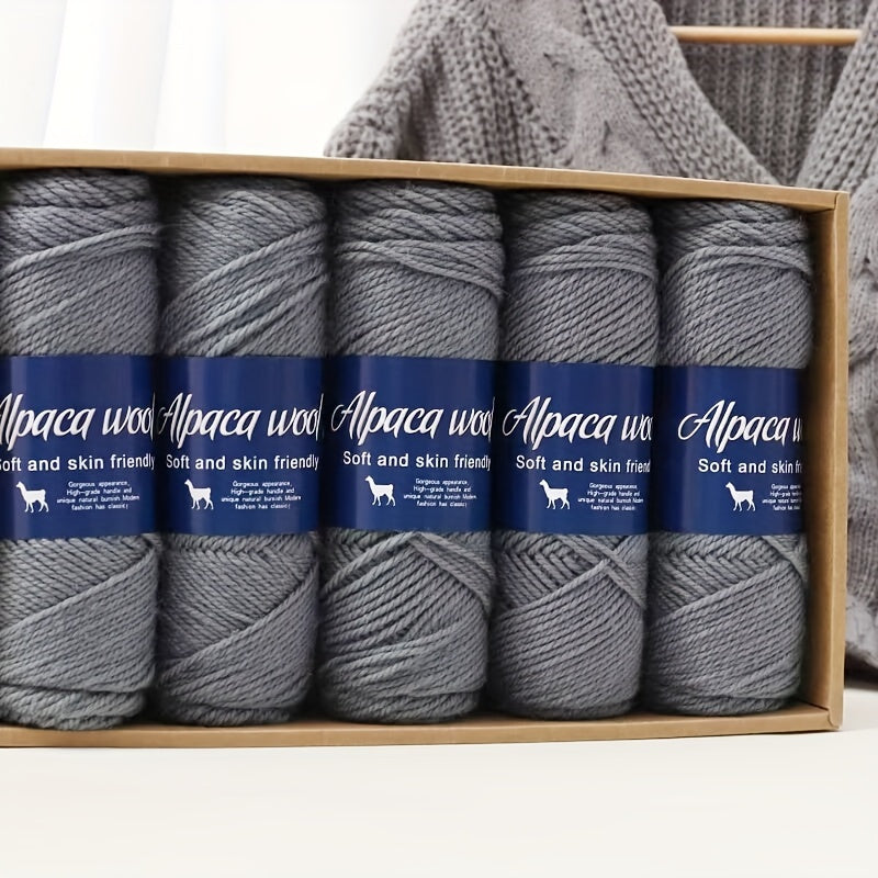 Jiuweidiawang Alpaca Wool Yarn Bundle - 95% Alpaca, 5% Polyester, Multicolor Yarn Pack for Knitting/Crocheting, 100g/Ball, 5 Balls (490g total), Ideal for Winter Crafts, Sweaters, Shawls