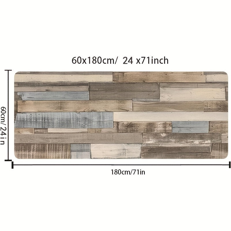Противоскользящий кухонный коврик в ретро-стиле с древесным рисунком, впитывает воду, снижает усталость и предотвращает пятна. Идеально подходит для различных внутренних помещений.