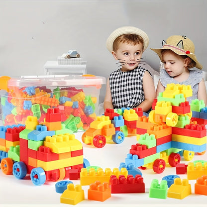 This plastic construction toy set is perfect for promoting creative thinking and early learning. With either 185pcs or 135pcs, these building blocks are an ideal gift for Halloween, Thanksgiving, or Christmas.