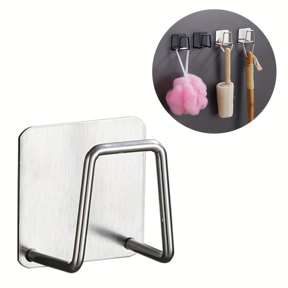 Organize your kitchen sink with this stainless steel organizer that includes a no-drill adhesive sponge holder and draining rack. Featuring wall-mounted storage hooks for cloths and accessories, this set is the perfect addition to your kitchen sink