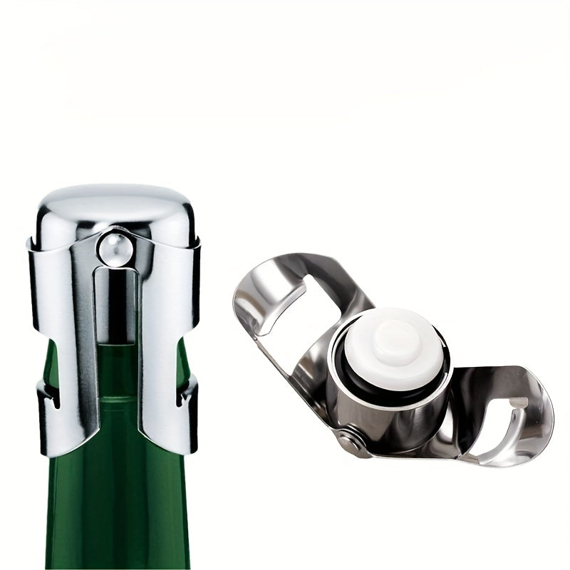 Stainless steel Champagne stopper for preserving freshness in Champagne and sparkling wine.