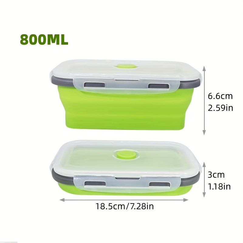 Collapsible Silicone Food Storage Containers, Set of 4 - Stackable, Space Saving, Microwaveable, Freezer and Dishwasher Safe, BPA Free - Perfect for Leftovers or Meal Prep, Foldable Lunch Box Containers, Essential Kitchen Accessories