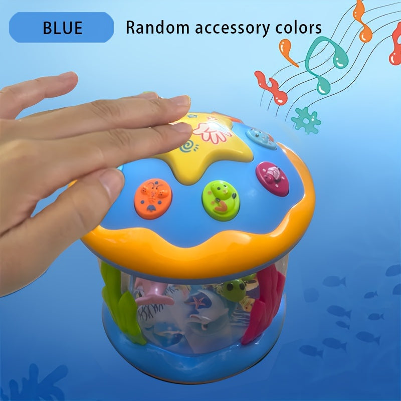 Ocean-Themed Youngsters Drum Kit - Multifunctional with Lights and Sounds, Educational Early Learning Toy for Fun and Development, Made of Durable Plastic in Mixed Colors