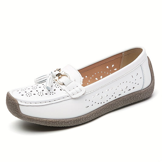 Breathable slip-on loafers with hollow and mental design, perfect for spring.