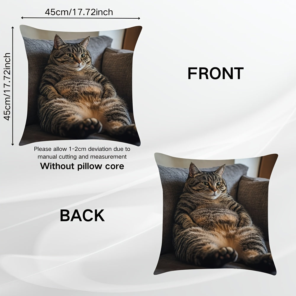 Soft Plush Fabric Chic Cat Sofa Throw Pillow Cover - Fashionable Decorative Case for Home & Bedroom, Ideal Holiday Gift (Pillow Not Included)