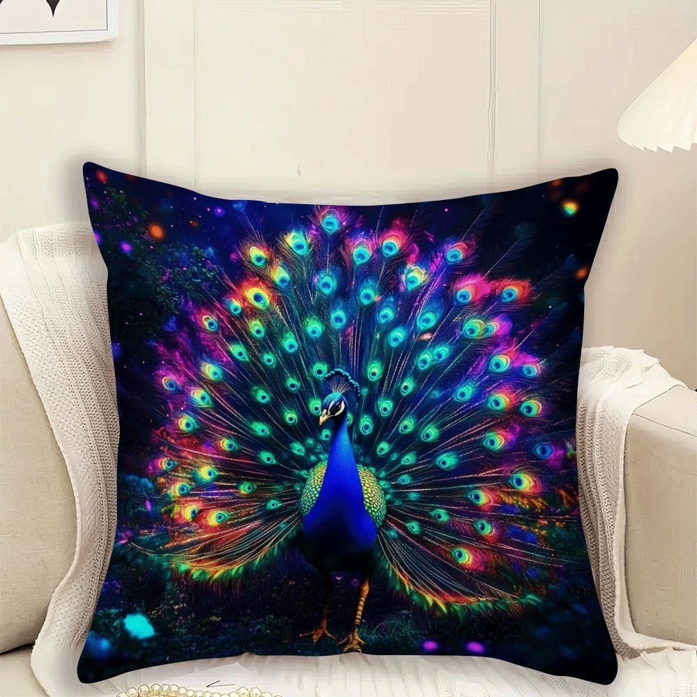 Coastal Classic Peacock Pillow Cover, 1 piece, measures 45.72x45.72 cm. Made of machine washable polyester, this decorative throw pillow case features a zipper closure and is ideal for back sleepers. Perfect for all seasons, this pillow cover is a