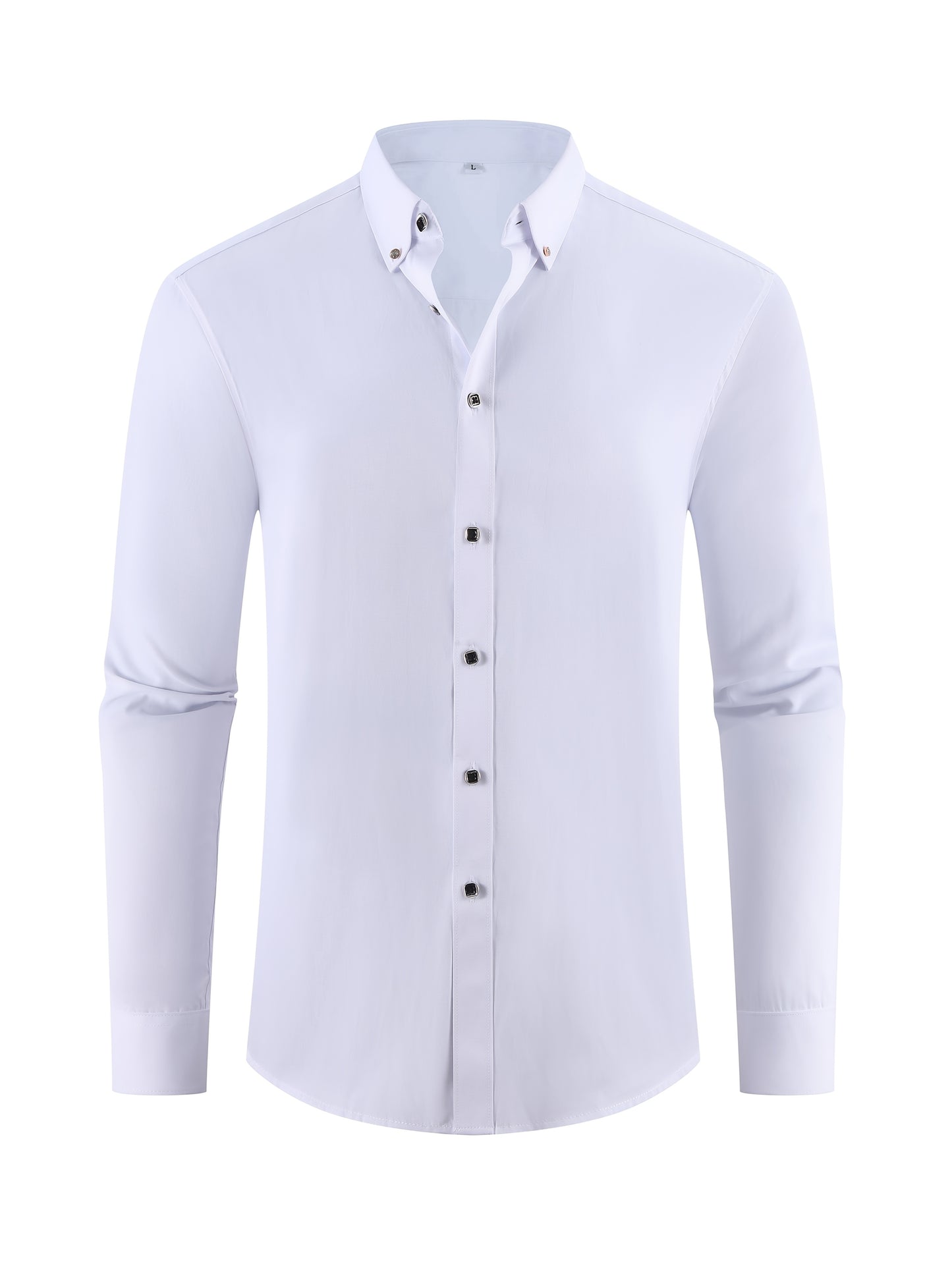 Men's elegant cotton blend shirt with 40% cotton and 60% polyester, regular fit, solid color, breathable fabric with slight stretch, woven, button closure, lapel collar, short sleeve for