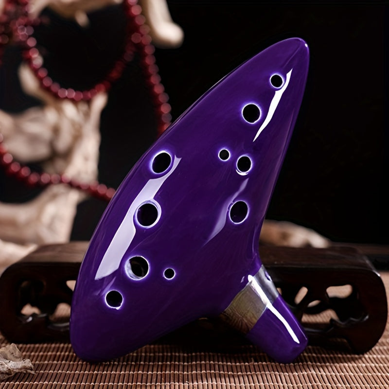 FF Bonfires 12 Hole Ceramic Ocarina Flute in Blue with Carrying Case and Accessories