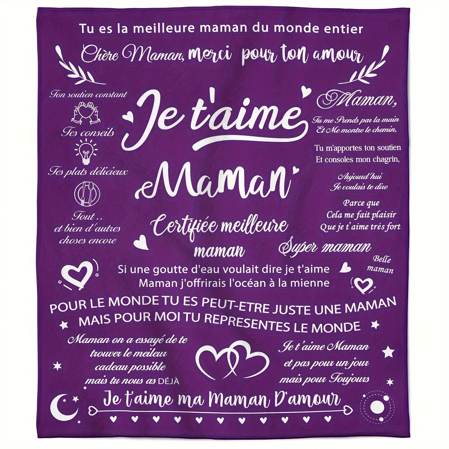 1 piece of Purple Gifts Blanket for Mom - Perfect for Christmas, Mother's Day, Valentine's Day, Birthdays, or Any Occasion From Daughters and Sons to Mom. Ideal for Special Gifts, Pregnancy, Expecting New Mom, Nap Time, made of cozy Flannel Material