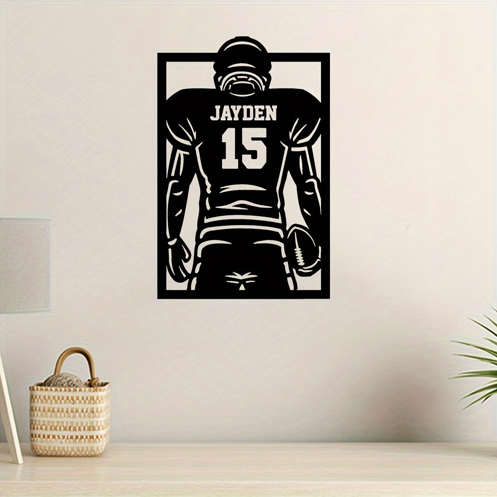 Personalized Football Metal Wall Art - Choose Your Own Name, Durable Decor for Inside & Outside, Ideal Present for Football Enthusiasts