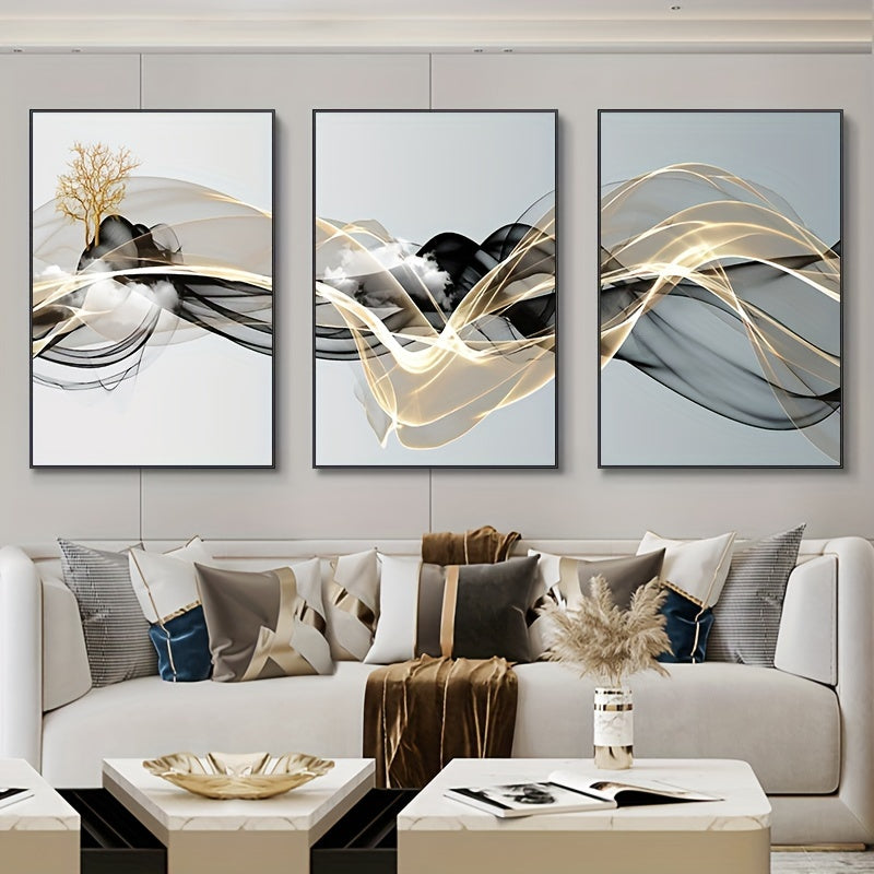 3-piece canvas poster set featuring small fresh landscape modern art, ideal for bedroom or living room. Makes a great gift for fall room decoration. Frame not included.