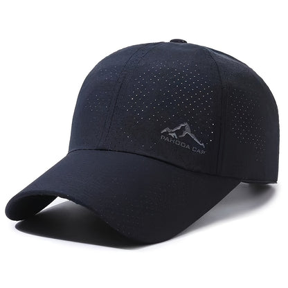 Stylish curved brim baseball cap for casual outdoor sports, breathable and quick-drying.