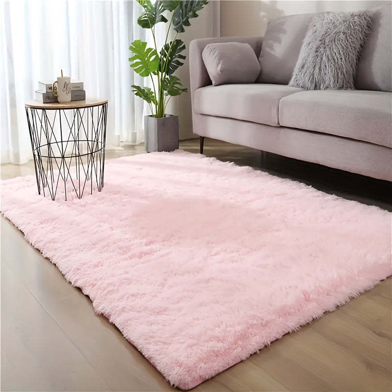 Luxurious Pink Shaggy Area Mat - Soft and Absorbent Mat for Bedroom and Living Room Decor, Polyester Material, Non-Slip, Machine-Made, Perfect for Any Holiday, Living Room Rug