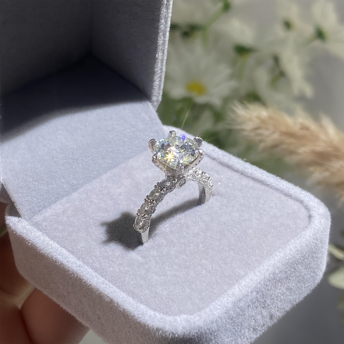 Classic 6-Claw 3ct Moissanite Wedding Engagement Ring in 925 Sterling Silver, Complete with Moissanite Certificate and Elegant Gift Box