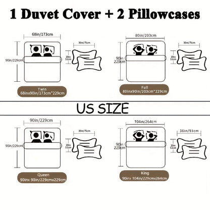 Set of 3 Duvet Covers with Floral Bird Print, Soft and Breathable Bedding Set for Bedroom or Guest Room. Includes 1 Duvet Cover and 2 Pillowcases (Does not include core).