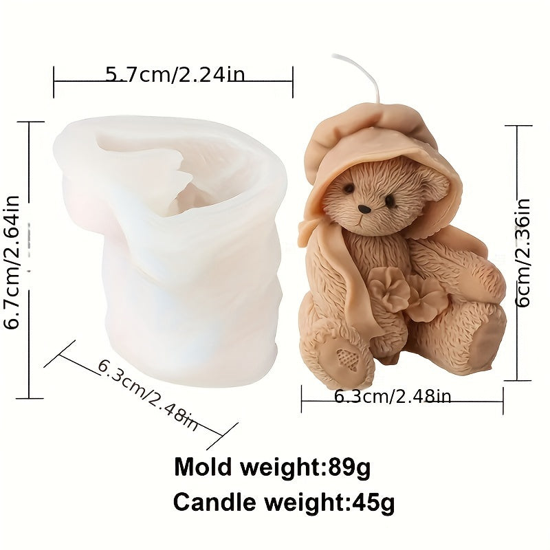 Silicone Mold for 3D Bear with Hat Shape - Ideal for Fondant, Chocolate, Biscuits, Cakes, Soaps, Candles, Gypsum and More! Perfect Kitchen Accessory for Baking and DIY Projects.