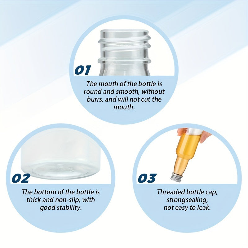 Набор из 24 мини-пустых бутылочек объемом 60 мл/100 мл/150 мл, изготовленных из ПЭТ-пластика, многоразовые бутылки для сока с крышками и воронкой в комплекте, необходимые кухонные принадлежности и аксессуары