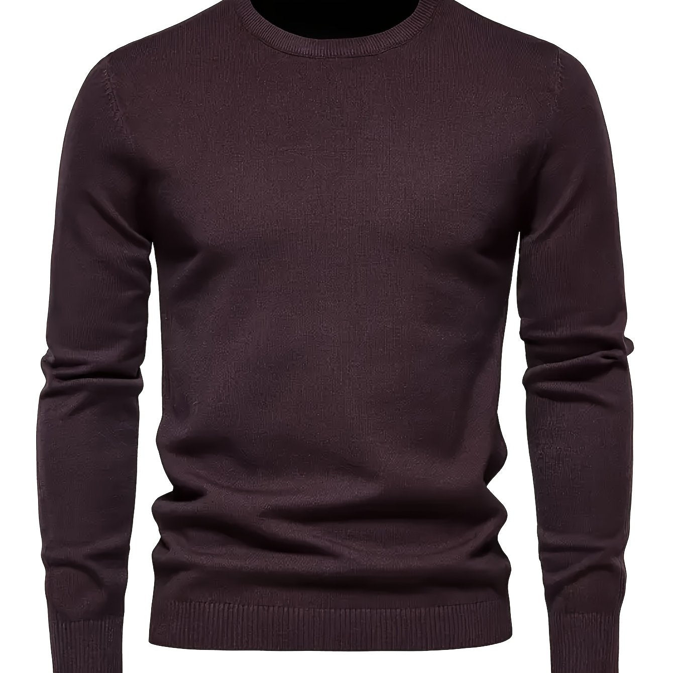 2024 Men's Solid Color Round Neck Pullover Knitted Sweater