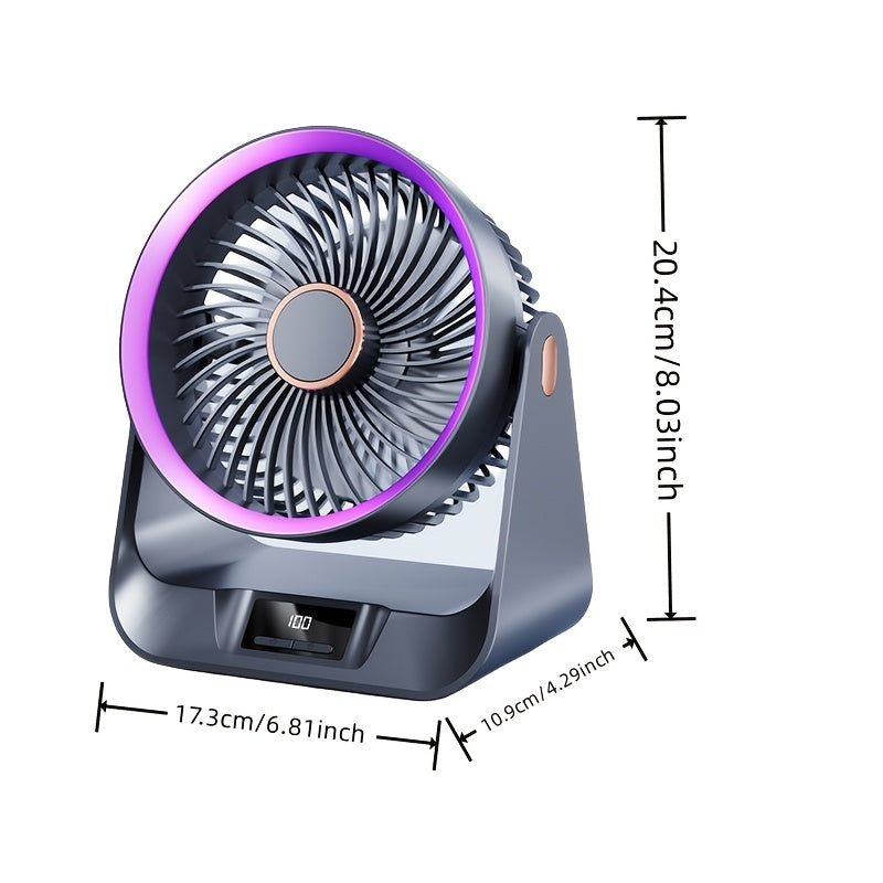 Fan with Turbo Speed USB 5-Speed Setting and Timer, High Air Circulation, Button Control Table Fan, Suitable for Indoor and Outdoor Use, Comes with Cord, USB-powered, No Batteries Needed.