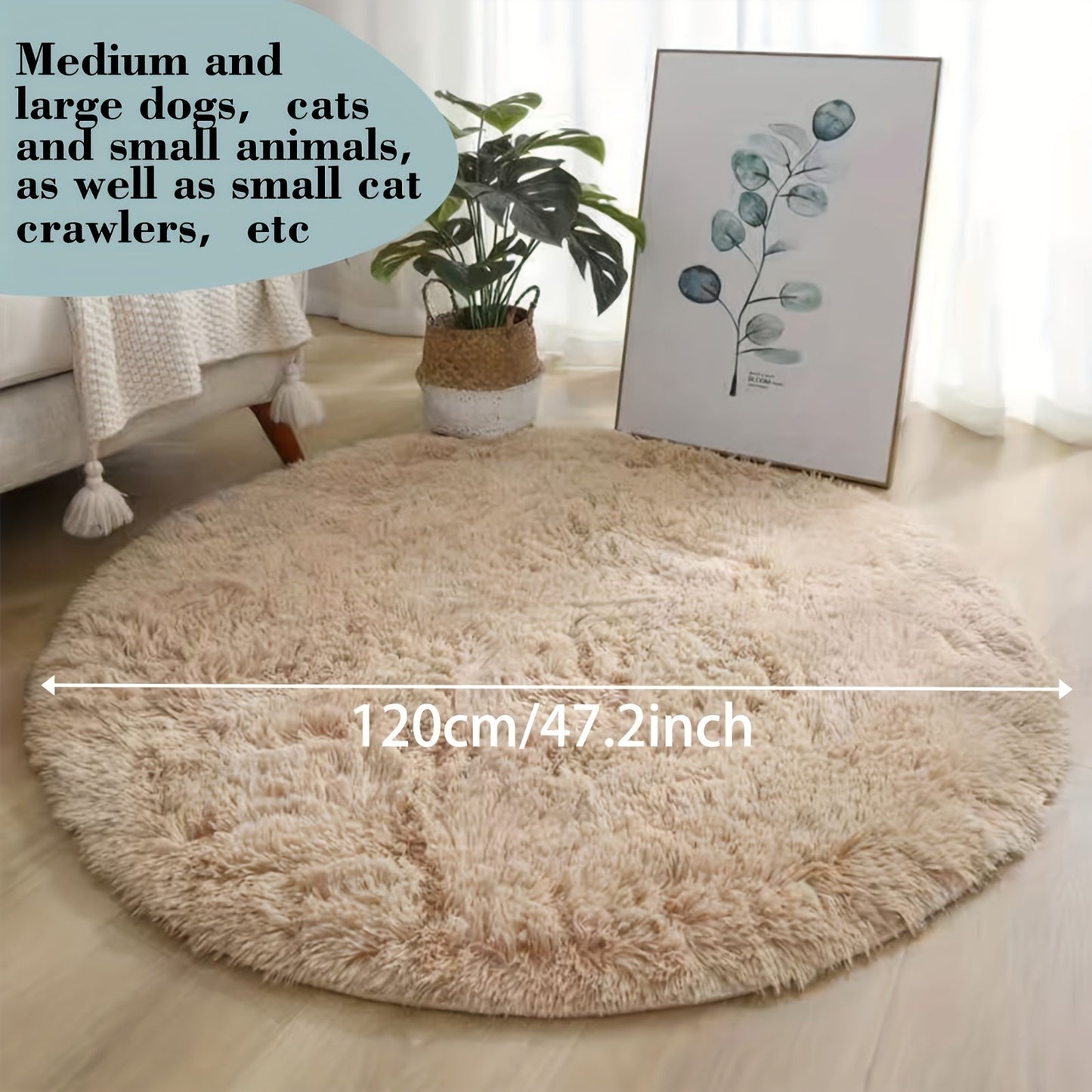 Soft Plush Pet Carpet - Circular, Spacious Rug for Dogs & Cats | Luxurious & Cozy | Water-resistant for Stylish Living Room & Bedroom | 31.5" x 31.5" / 47.2" x 119.89