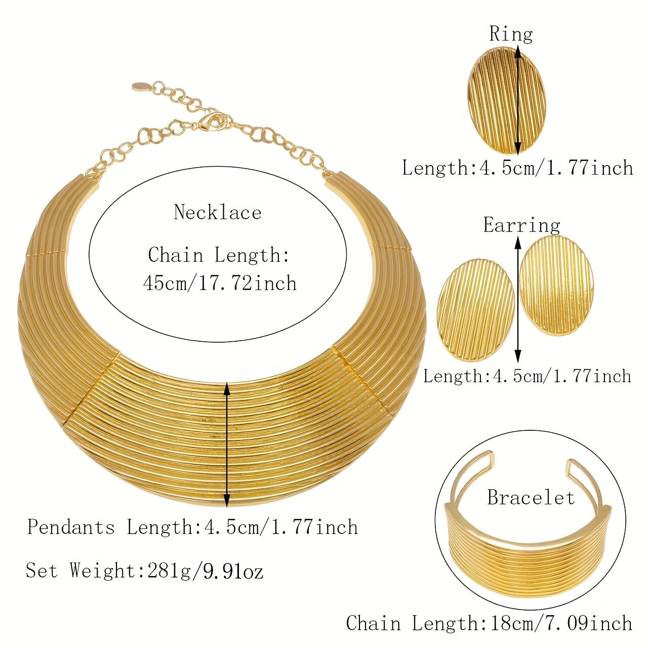 Gold plated women's jewelry set featuring a large round necklace. This elegant and minimalist piece is the perfect holiday gift for any woman who loves accessories.