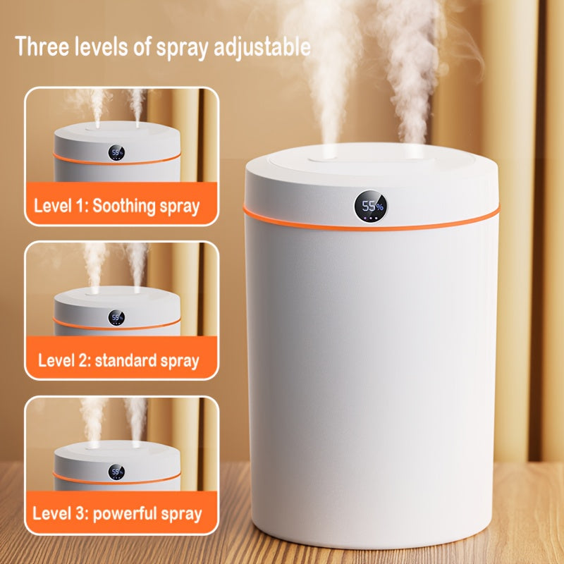 One piece 5L Ultrasonic Cool Mist Humidifier with Quiet Operation, Digital Display, USB Power, for Living Room and Bedroom, doubles as Air Purification Aroma Diffuser.