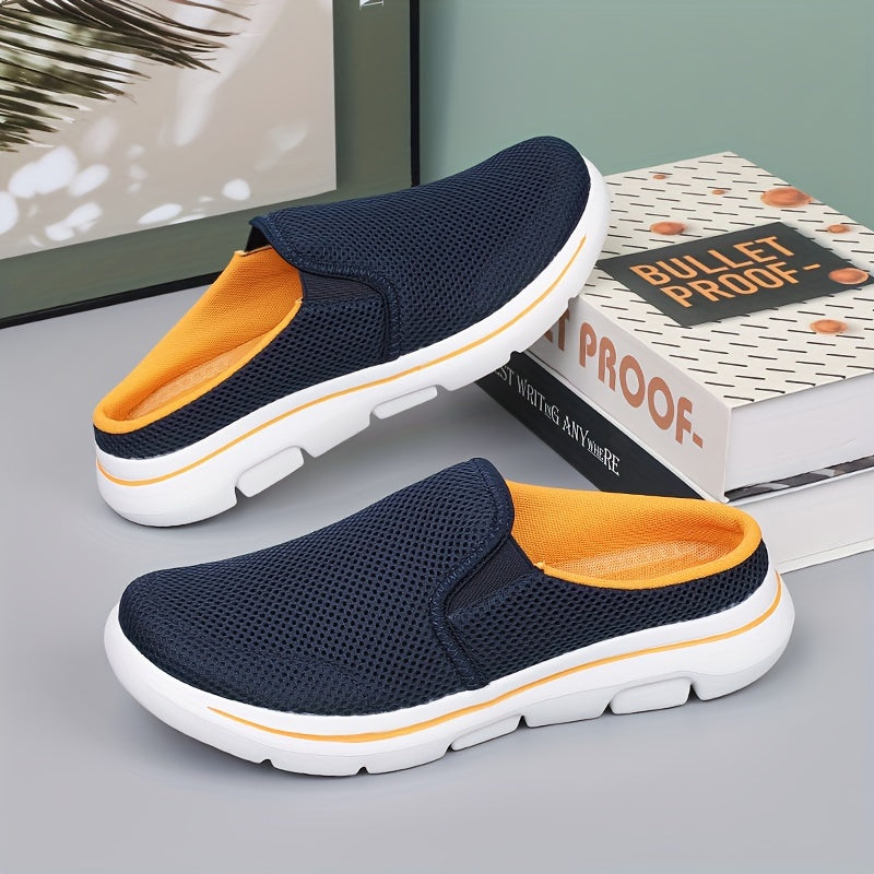 Breathable hollow out mules for plus size men, with soft durable sole for summer comfort.