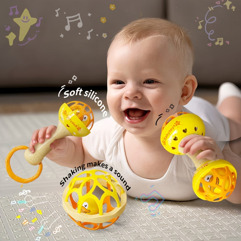 Perfect for 0-3 year olds, the 2024 Trendy Youngsters Hand Rattle Toy Set is a must-have. This set includes a Vibrating Grip Strength Trainer and Soothing Sound feature, all made from durable Yellow PP Material. It makes for the ideal Halloween or