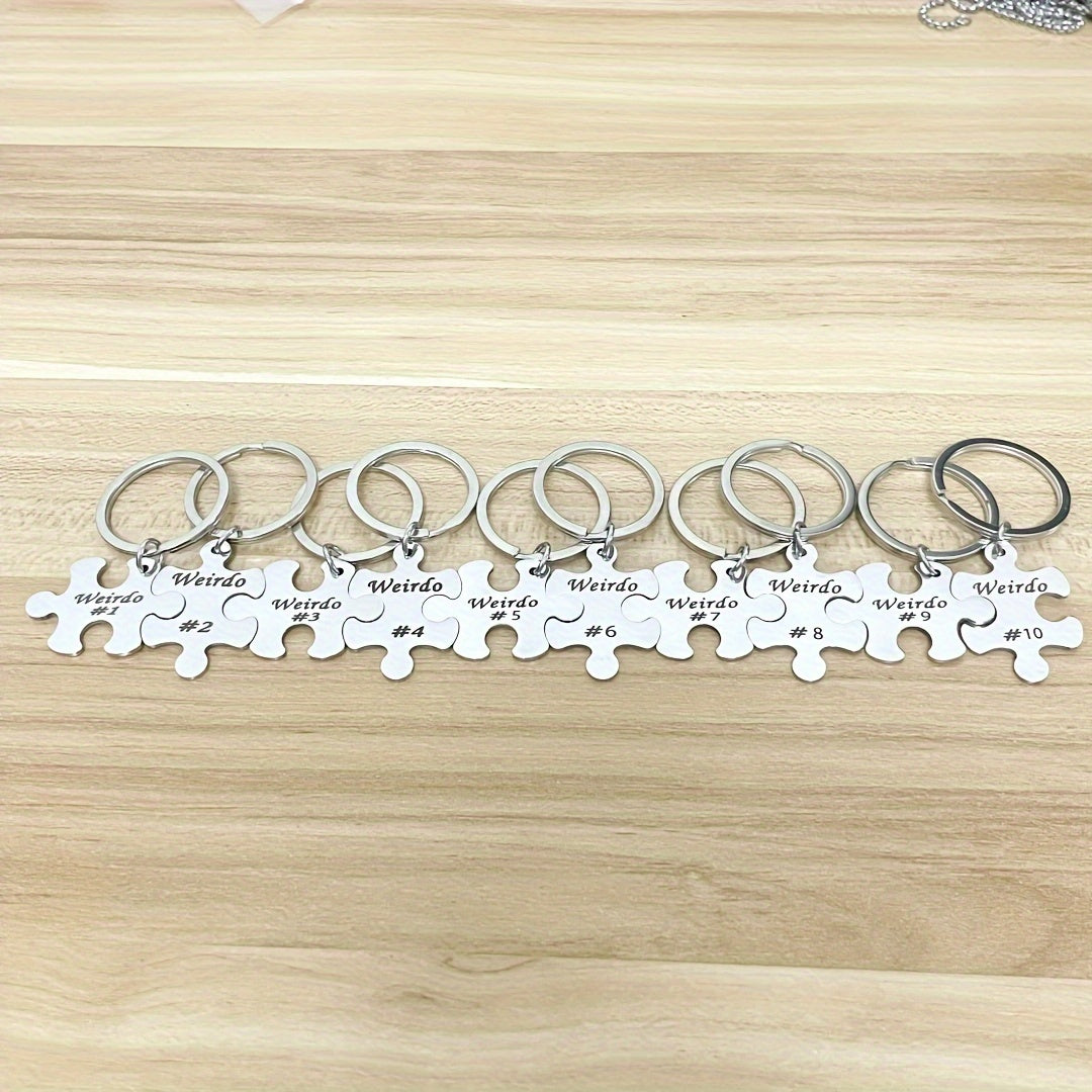 Set of 5, 6, 7, 8, 9, or 10 Engraved Best Friends Keychains - Made of Stainless Steel with Puzzle Design. Ideal for Graduation, Christmas, or any occasion to show appreciation to your BFFs or family. A symbol of enduring friendship that is suitable for