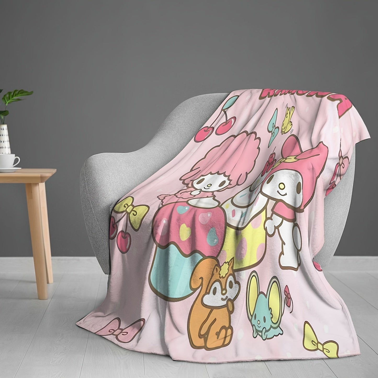 Stay Warm and Cozy with the Sanrio Melody Ultra-Soft Flannel Throw Blanket - Ideal for All Seasons, Featuring a Vibrant Digital Print, Great for Camping or Snuggling Up in Bed