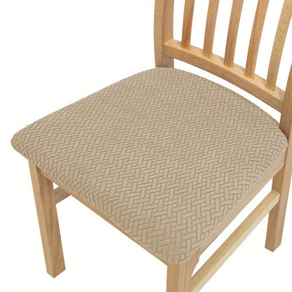 Knitted twill chair seat covers for dining chairs, perfect for weddings or home decor.