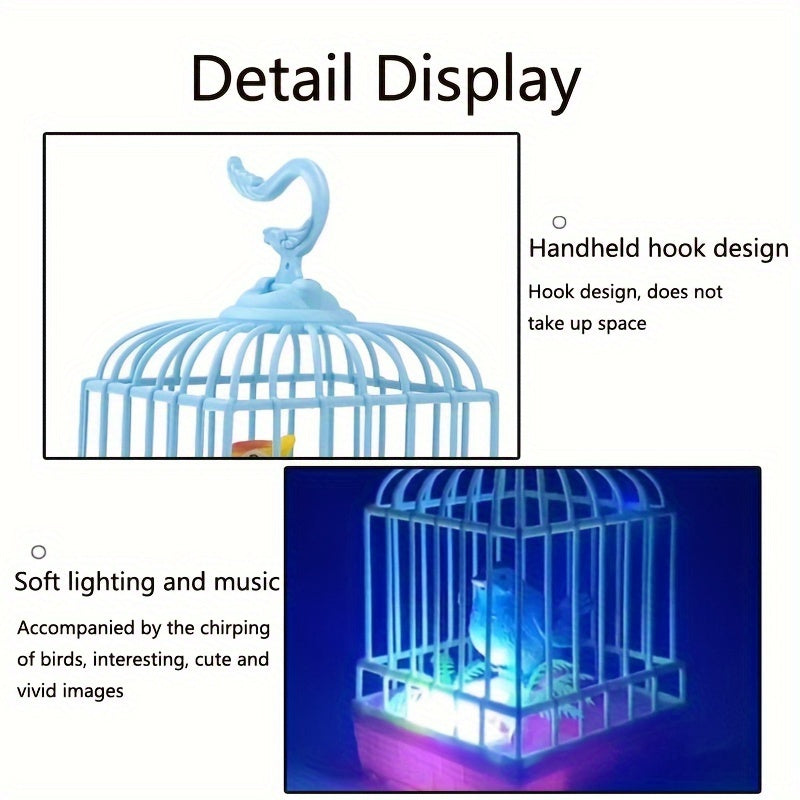 Voice-controlled LED birdcage with sound & light features in pink or blue. Made of durable PP material. Ideal for pet birds.