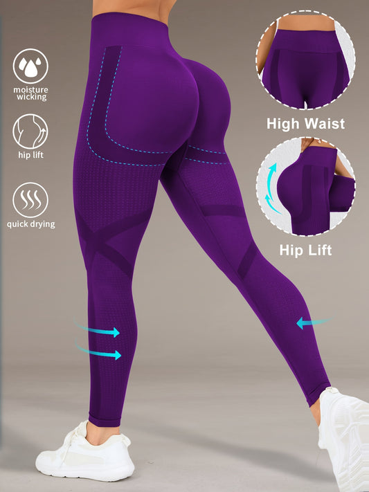 High Waist Butt Lifting Yoga Pants for Women with Moisture-Wicking, Hip Lift Design. Made of 90% Polyamide & 10% Elastane, Machine Washable. All-Season Activewear for Running, Gym & Yoga.