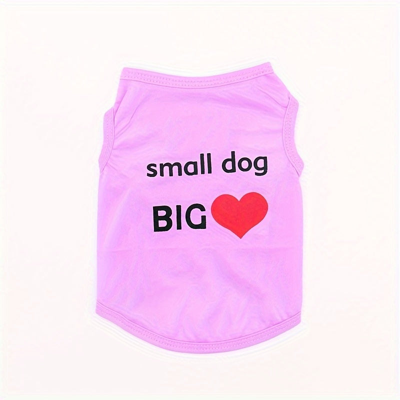 Pet clothing: pullover dog vest with letter and heart pattern, ideal for extra small/small dogs.