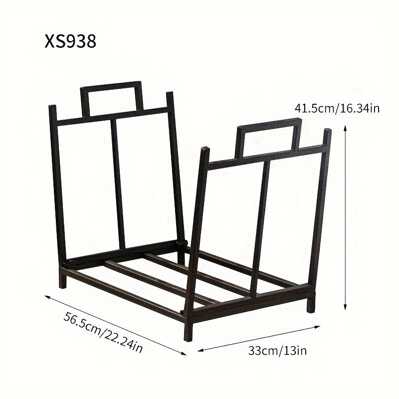 Wooden Wall Mount Storage Rack for Stove Accessories in Living Room, Simple B&B Entrance Tabletop Iron and Wood Firewood Ornament Shelf