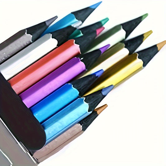 12-piece metal color pencil set for adult painting and coloring books.