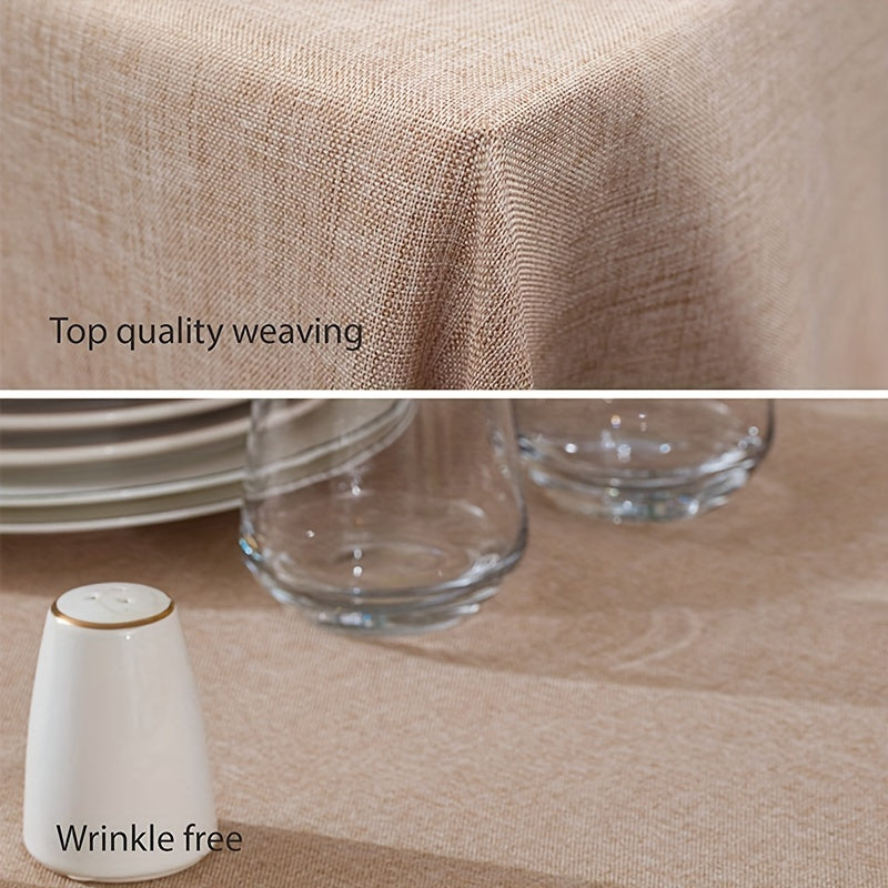 Thick rectangular polyester tablecloth in a modern solid color.