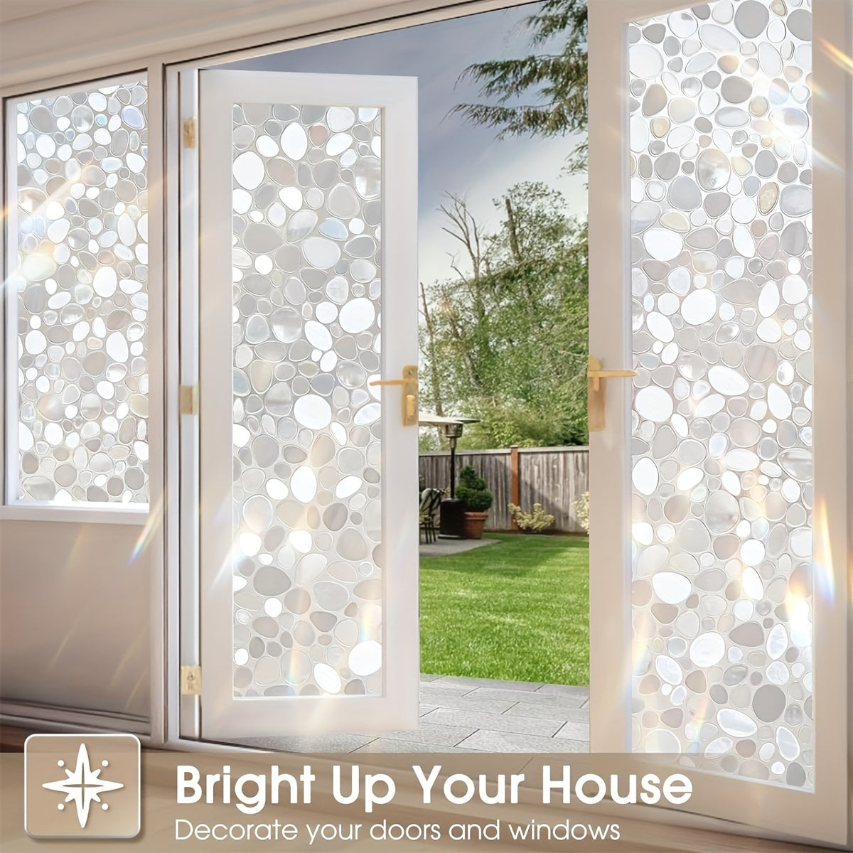 Electrostatic Glueless Glass Stickers Pebbles Pattern Window Film - Perfect for Balcony, Bathroom, or Office. Blackout Sunscreen Anti-Peeping Film. Thick PVC Film with Electrostatic Absorption for Stylish Home Decor.