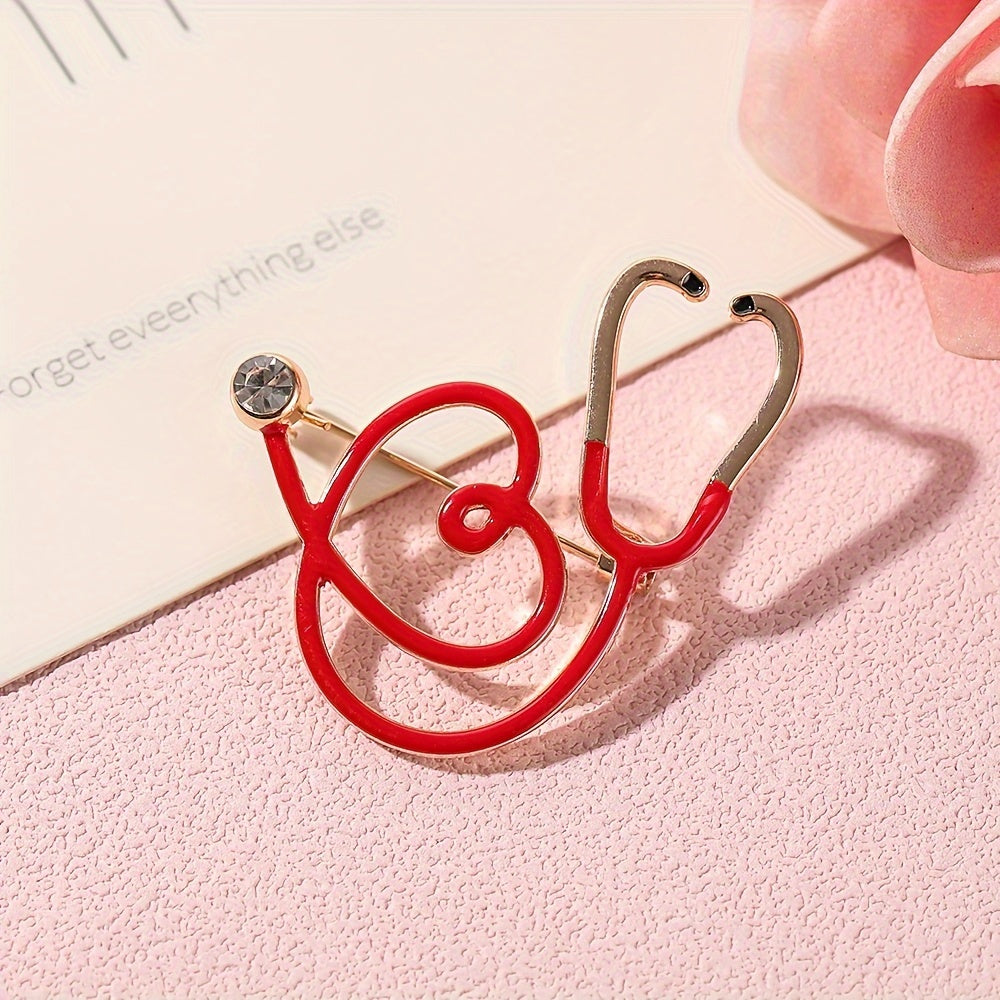 Fashionable stethoscope brooch pin made of alloy, perfect for daily wear or as a holiday gift.