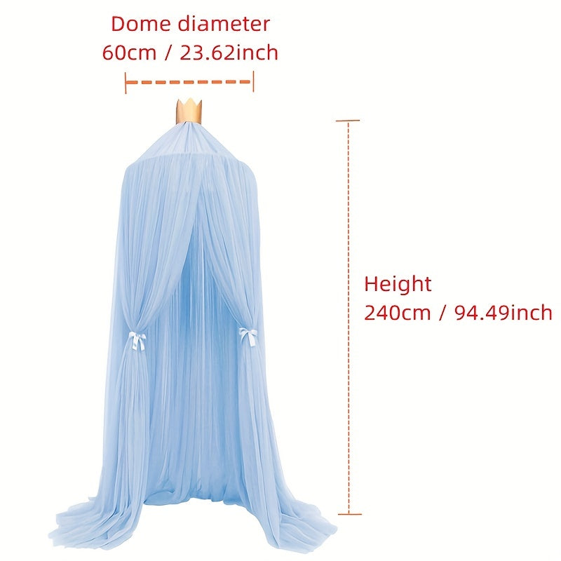 Mosquito Netting Princess Bed Canopy Dome Tent with Crown Top for Children's Room Decoration, Infant Photography Props, Easter, Halloween, or Christmas Gift – Nordic Style Mesh Bed Curtain for a Magical Sleep Experience