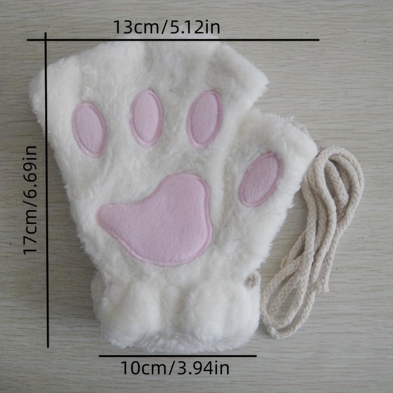 Stylish and cozy, these Cute Cat Claw Plush Gloves provide warmth and comfort in the cold seasons. The half finger design adds a trendy touch to these thick, fuzzy gloves, making them perfect for autumn and winter.