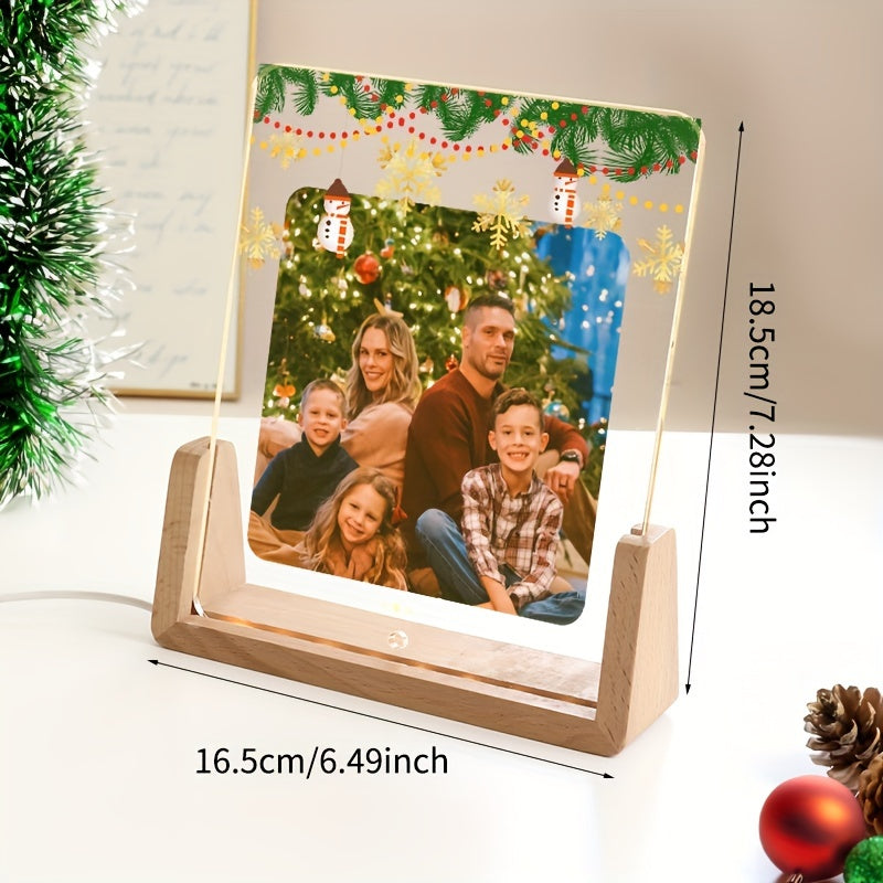 Custom Illuminated Acrylic Christmas Photo Frame: Add a Personal Touch to Your Holiday Decor with a Unique Display for Your Family's Memories