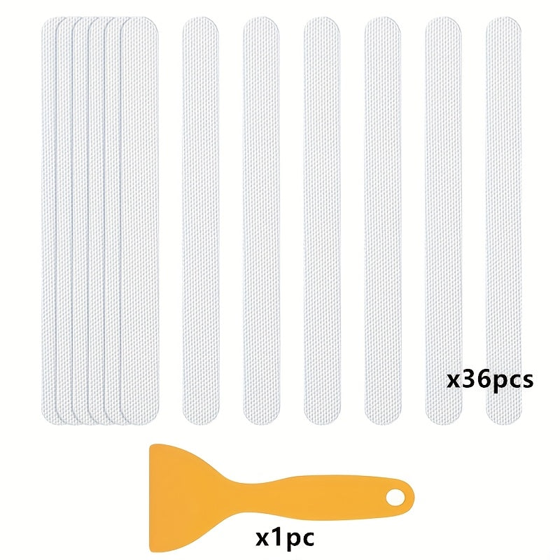 Get a set of 13/25/37 pieces of Anti-slip Strips for your safety in the shower and bathtub. These Safety Shower Treads Strips, Bathtub Anti-Slip Stickers, and Anti Skid Tape are perfect for shower, tub, and steps. Each strip measures 20.32cm by 2.03cm