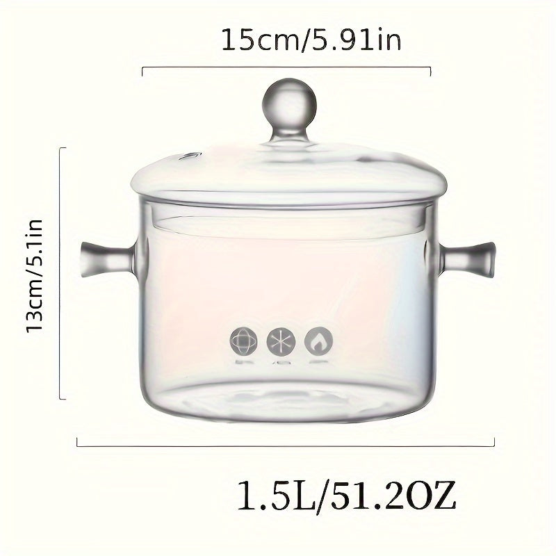 Glass Stockpot for Cooking on Stove - 1pc, Clear Glass Pots in Various sizes (14.0cm/15.01cm/16.0cm) - Kitchen Gadgets and Accessories for Home Kitchen