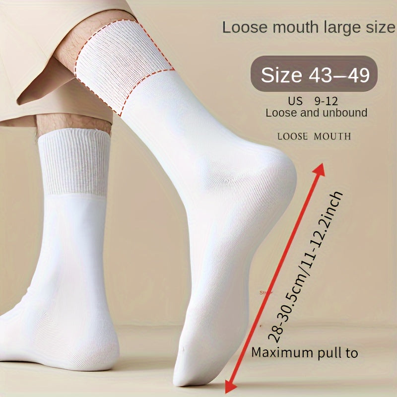 5 pairs of breathable, comfortable plus-size socks for men, designed for wider feet.