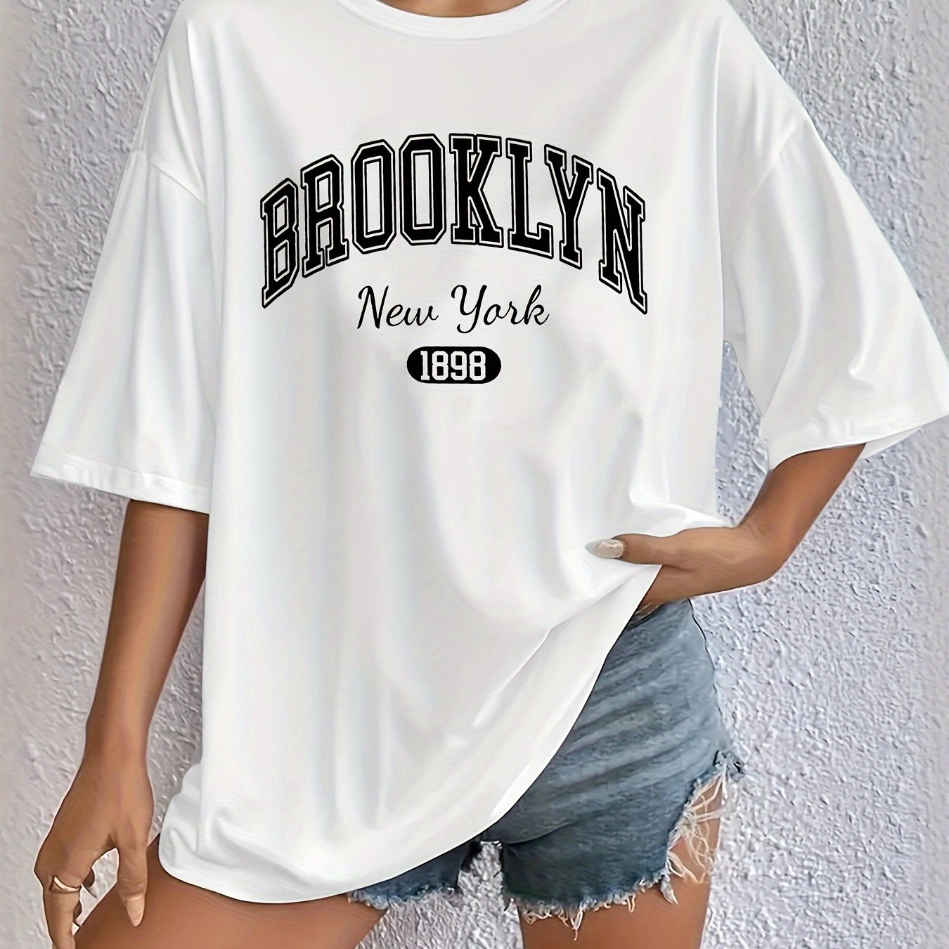 Plus Size Brooklyn Graphic T-Shirt in Polyester Knit, Casual Summer Wear for Women, in Plus Sizes