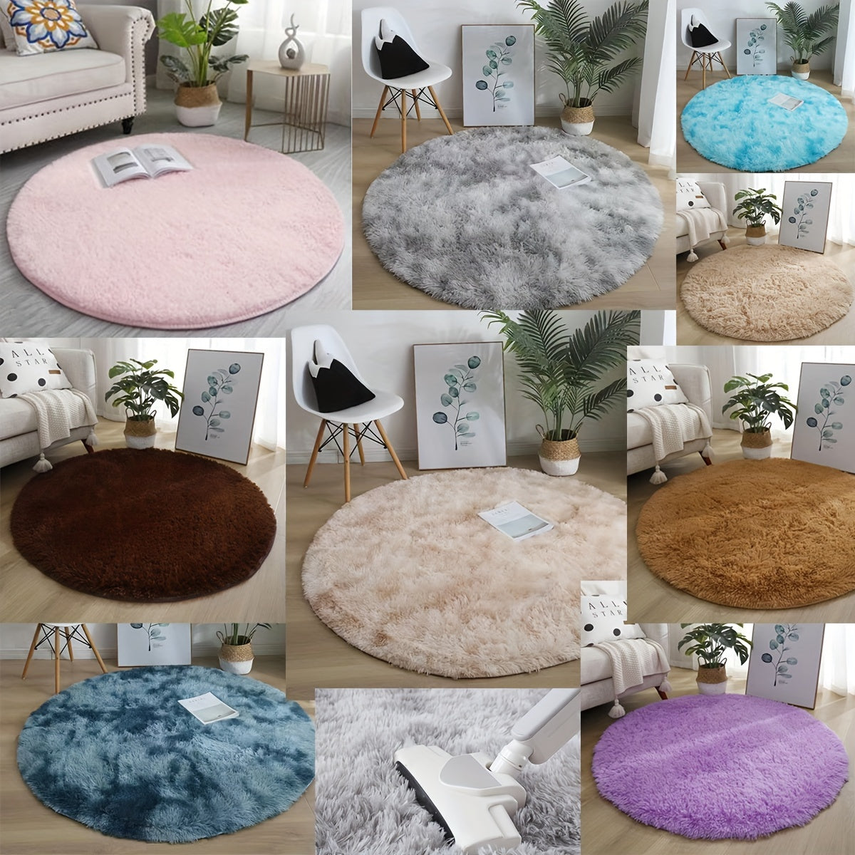 Soft and plush area mat with luxurious feel - Non-slip, easy to clean, and fade-resistant round polyester mat for living room, bedroom, and home decor.