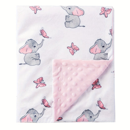 Minky Baby Blanket with Cute Print, Double-layered Micro Fleece and Silky Soft Dotted Backing, 101.6x76.2 cm